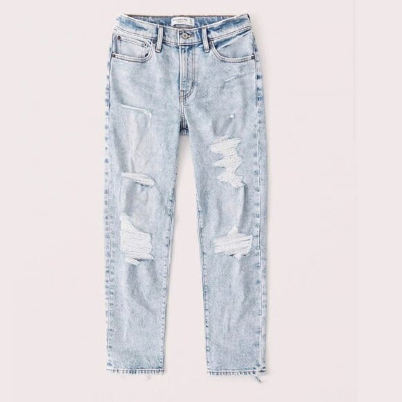 Abercrombie & Fitch The Boyfriend Mid Rise Acid Wash Retro Straight Leg Jeans 0S - Picture 1 of 4